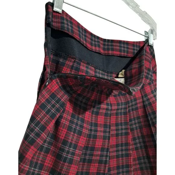 KC Parker Plaid Pleated Skirt Girls Size 14 Red/Black Polyester Blend Vtg Y2K - Picture 5 of 5